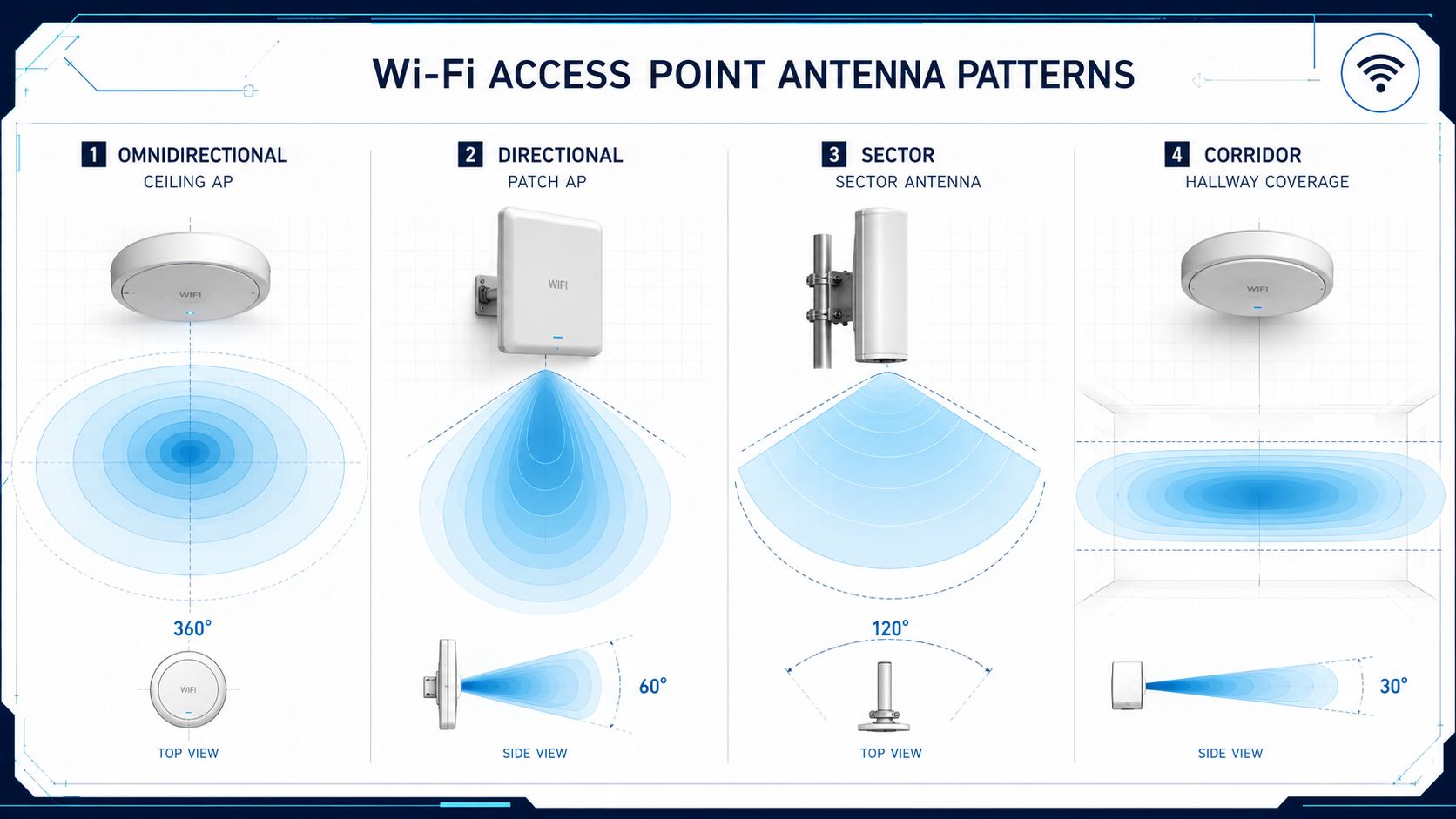 Pattern delle antenne Wi-Fi: come leggere i diagrammi degli Access Point