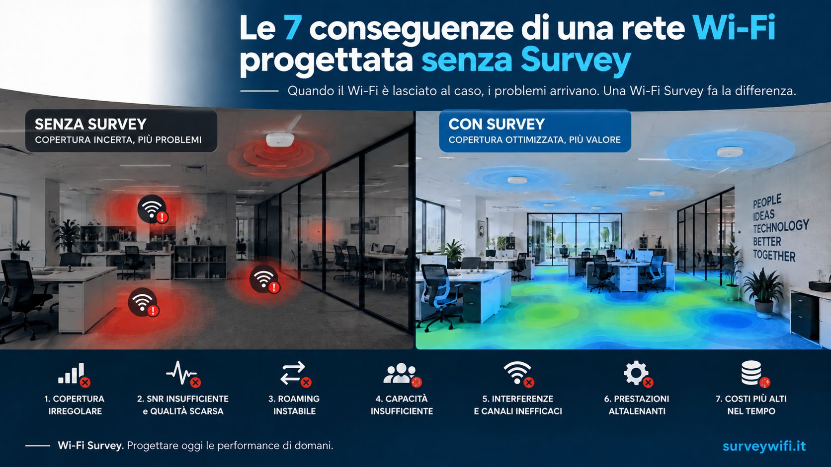 Le 7 conseguenze di una rete Wi-Fi progettata senza Survey